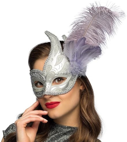 Boland Venezianische Augenmaske, Accessoire, Kostüm, Karneval, Mottoparty, Halloween, Maskenball, Silber
