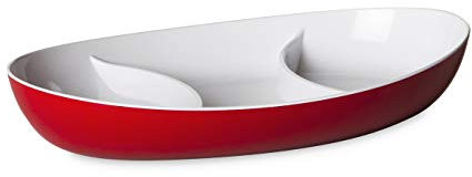 omada Design Plato ovalado para servir o plato de aperitivo en plástico bicolor, longitud 28 cm, impalable, apto para lavavajillas, línea Trendy