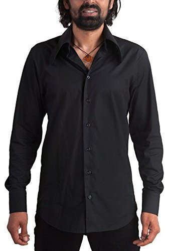 Chemise avec col pelle à tarte - Années 1970 - Noir - Noir - Medium