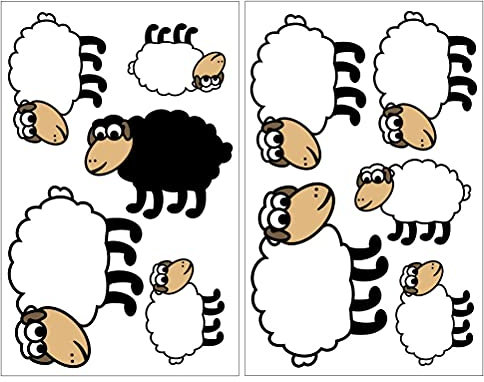 Samunshi® 10x Wandtattoo Süße Schafe Set Wandbilder Kinderzimmer Deko Junge Wandtattoo Kinderzimmer Mädchen Wandsticker Kinderzimmer 2x 21x34cm