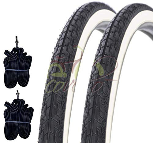 Kit 2 Dos neumáticos + 2 Dos Cuartos de aire bicicleta MTB 26 x 1.75 Negro Slick Stradale.