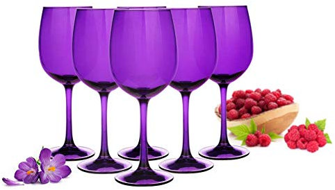 En Lot de 6 verres à vin 300 ml Violet Rainbow Color 4 pièces Peint à la main moderne Verre à vin Verres à vin rouge Blanc Verres à vin