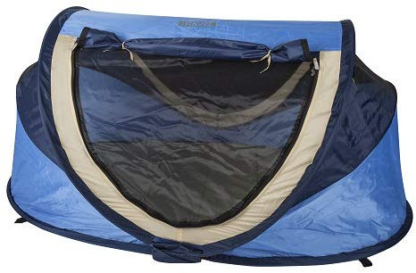 Deryan Reisebett/Travel-cot Peuter Reisebettzelt inklusive Schlafmatte, selbstaufblasbarer Luftmatratze und Tragetasche mit Pop-Up innerhalb 2 Sekunden aufgebaut, blue