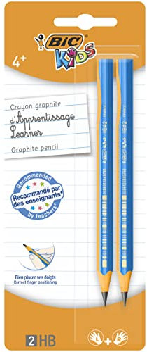 BIC Kids 919261 Bleistifte für Kinder ab 4 Jahren - für Links- & Rechtshänder - Blister à 2 Schreiblern Bleistifte - PINK oder BLAU - keine Farbwahl möglich