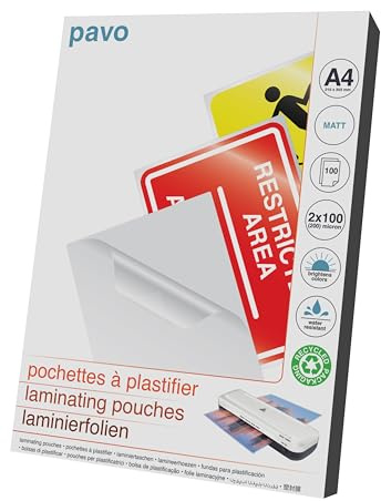 Pavo Premium Laminierfolien DIN A4, 2 x 100 micron, 100-er Pack, matt
