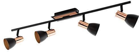 EGLO LED Deckenleuchte Barnham, 4 flammige Deckenlampe, Deckenstrahler aus Metall, Wohnzimmerlampe in Schwarz und Kupfer, Flurlampe, Spots inkl. GU10 Leuchtmittel, warmweiß