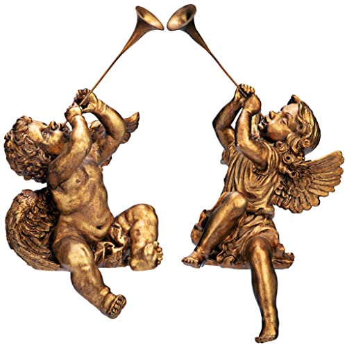 Design Toscano Trompetenengel des Peterplatzes Statue, 33 cm, Gold