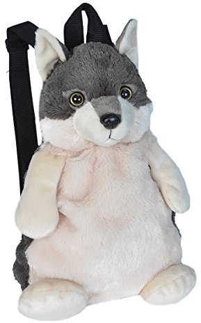 Wild Republic 20991 Wolf Plüschtier, Kuscheltier, Rucksack Stofftier, 36 cm, Multi