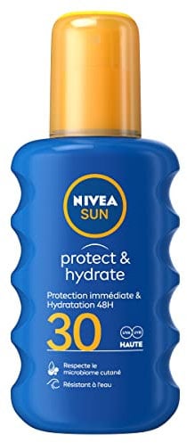 NIVEA SUN Spray solaire Protect & Hydrate FPS 30 (1 x 200 ml), crème solaire haute protection, protection anti UV pour adultes hydratante et résistante à l'eau