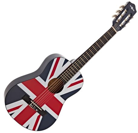 Junior 1/2 Classical Guitar by Gear4music, Union Jack | Perfect for Young Beginners, Quality Nylon Strings, Linden Laminated Body with Ebonized Maple Neck, Great Value