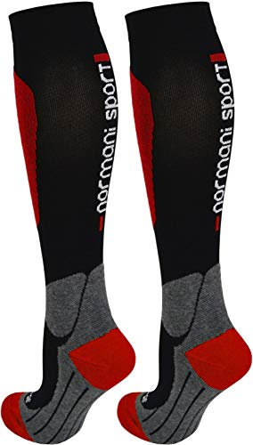 normani Coolmax Sport Kompressionsstrümpfe mit Frotteesohle und anatomisch angeordneten Polsterzonen Farbe Rot Größe 43-46