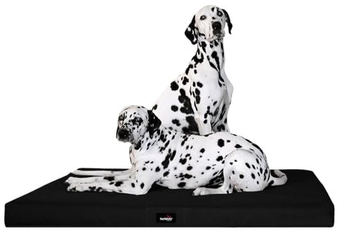 tierlando® Orthopädische Hundematratze Alice aus robustem Polyester 600D, Visco-Matratze mit Rutschfester Unterseite Größe: 120x90cm | Farbe: 03 Schwarz