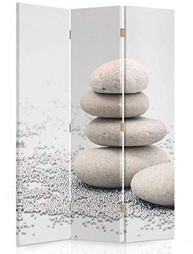 Feeby Paravent Steine 110x150 cm 3 Teilig Modern Design einseitig Raumteiler Wandschirme Foto Trennwand Raumtrenner Sichtschutz Spanische Wand auf Leinwand Bedruckt Beige Grau