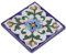 GURU SHOP Handbemalte Indische Keramikfliese, Vintage Keramik Untersetzer - Motiv 1, Blau, 10x10x1 cm, Untersetzer, Tabletts