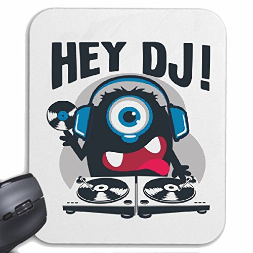 Mousepad (Mauspad) Hey DJ Monster ALS DJ MIT KOPFHÖRER UND Schallplatte MISCHPULT MUSIKANLAGE Techno Jazz Funky Soul Trance Festival House Hiphop HIP HOP DJ für ihren Laptop, Notebook oder