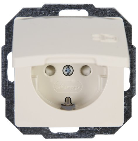 Kopp 920801082 Paris Schutzkontakt-Steckdose mit Deckel und erhöhtem Berührungsschutz