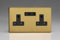 XDB5U2BS Varilight 2 Gang, 13 Amp Unswitched Socket with 2 Optimised USB Charging Ports, Black Insert. Dimension Screwless Brushed Brass Effect