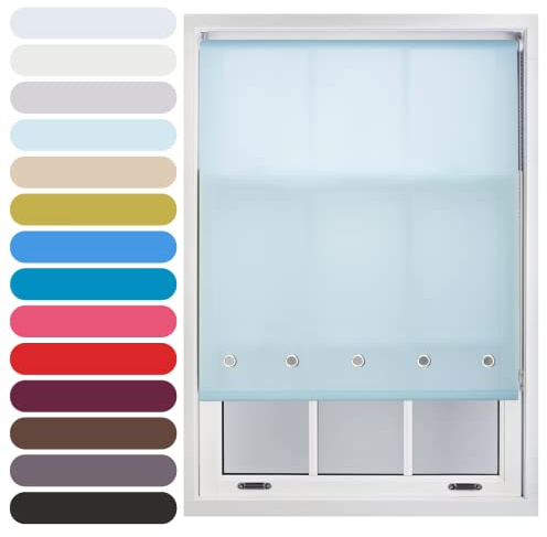 FURNISHED Daylight Roller Blind with Round Eyelets Trimmable, Duck Egg Blue, 240W x 165H cm