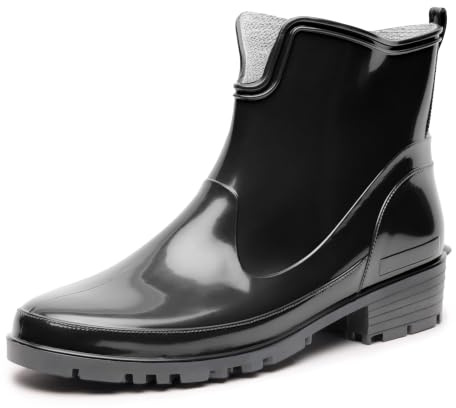 Ladeheid Stivaletti Donna in Gomma PVC Stivaletti Impermeabili da Donna Stivali Corti Eleganti in Gomma per la Pioggia per la Primavera e l'Autunno LA-930