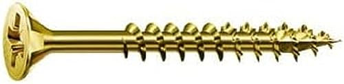 SPAX Universalschraube, 5,0 x 100 mm, 200 Stück, Kreuzschlitz Z2, Senkkopf, Teilgewinde, 4CUT, YELLOX A2L, 1081020501005