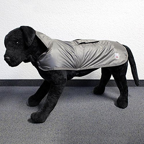 Wallace & Jones | Hundemantel Eisbär | Regenmantel | Rain Coat Pocket Dunkelgrau Rückenlänge ca. 80cm
