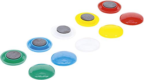 BGS Diy 85810 | Magnet-Satz | 10-tlg. | Ø 30 mm | bunt | Magnete | für Whiteboard / Kühlschrank / Magnettafel / Magnetwand