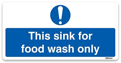 This sink for food wash only sign - 20x10cm - Self-adhesive vinyl safety sticker