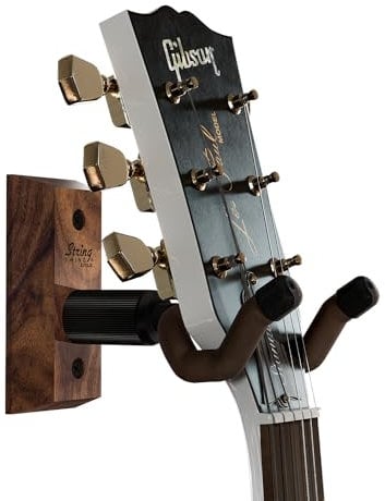 String Swing - Ganci per chitarra - Guitar del gancio della cremagliera montaggio a parete - Supporto a parete per chitarra - CC01K-BW - Noce nera