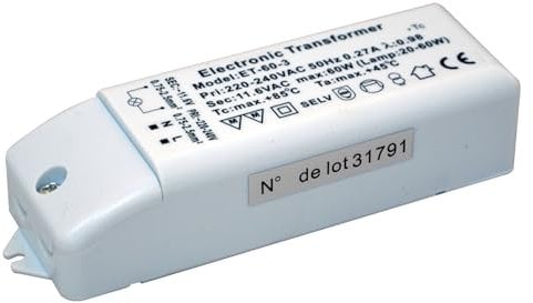 TIBELEC 203230 Transformateur électronique pour Lampes halogènes 12 V 60 W Maxi, Blanc