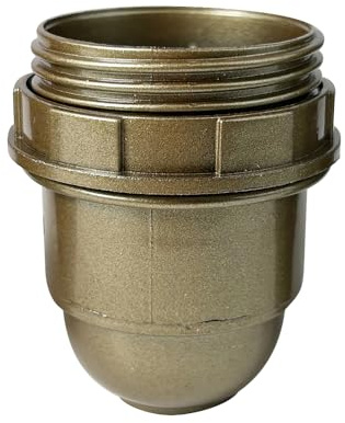 Tibelec 820330 Douille pour Ampoule E27 Isolée Demi-Filetée Bakélite Or 3,9 x 5,3 cm + Bague