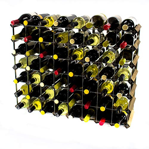 Classic 56 Bottle Wine Rack, Walnut Stained Wood and Galvanised Metal | Ready Assembled