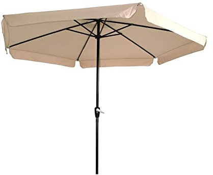 LesliLiving emini Parasol Anthracite-Coloured Aluminium Frame/Natural-Coloured ø3m