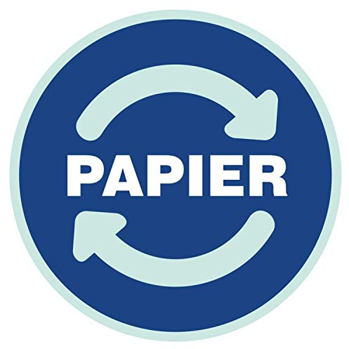 deformaze Sticker PAPIER Aufkleber Mülltonne Mülleimer Recycling Abfall Müll Trennung Wertstoffkennzeichnung UV Wetterfest 9 cm rund