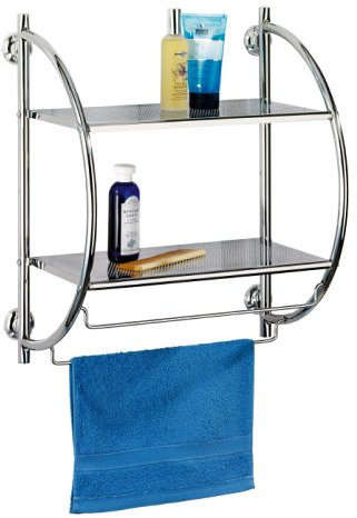 WENKO 17131100 Wandregal Super-Loc - Befestigen ohne Bohren, Chrom, 45.5 x 54.5 x 26 cm