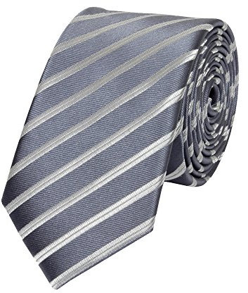 Fabio Farini - Elegante Herren Krawatten gestreift - 6cm/8cm Breite - Männer Schlips als Geschenk oder Anlässe dunkelgrau silber 6cm