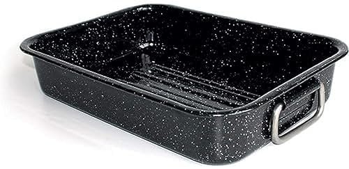 Beka 14721324 Kitchen Roc Plat à four en acier émaillé noir moucheté 32 cm