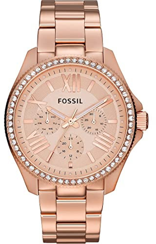 Fossil Uhr für Damen Cecile, QuarzMultifunktionswerk, 40mm Rose Gold Edelstahlgehäuse mit Edelstahlarmband, AM4483