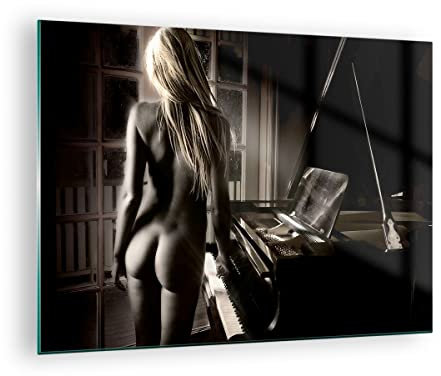 Bilder auf Glas Frau Nackt Geheimnis Glasbild 70x50cm Wandbilder Dekoration Wohnzimmer Schlafzimmer Küche Deko Klein Wanddeko Bild im Glas Wand Kunstdruck Art Modern Wall Decor Glasdruck GAA70x50-0114