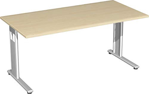 Gera Möbel S-618103-AH/SI Schreibtisch Lissabon, 160 x 80 x 72 cm, ahorn/Silber