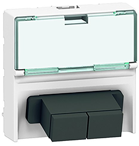 Legrand 078617 2Xsc Mosaic Traversée Prise Fibre Optique, 2 Modules À Porte-Repère Transparent et Connexion Push-Pull, Blanc