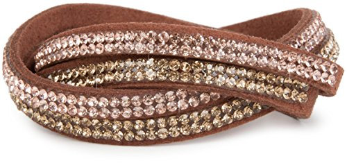 styleBREAKER weiches Strass Armband, eleganter Armschmuck mit Strassteinen, Wickelarmband, 2x2-Reihig, Damen 05040004, Farbe:Rotbraun/Hellbraun-Rose