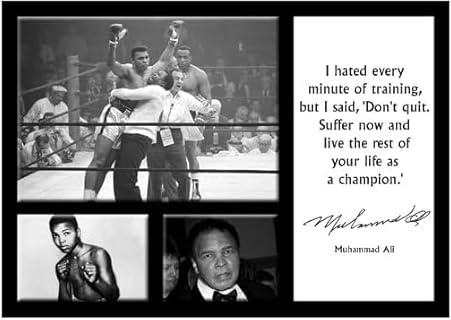 Salopian Sales – Muhammad Ali 2 – A4 – Legend – Berühmten Zitaten – Zitat Zeichen Poster, Weiß, Satiniert, 260 g/m², Modern, Wohnzimmer-Deko