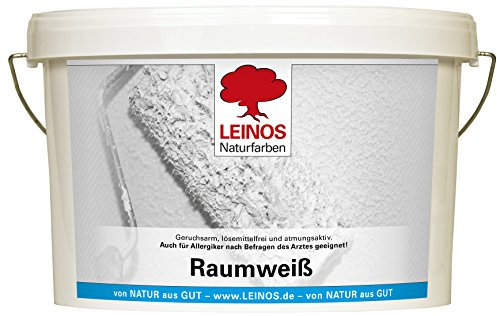 LEINOS Raumweiß 650 – natürliche Wandfarbe 10 l, matt, weiß, tropfgehemmt, sehr ergiebig, diffusionsoffen, für mineralische Untergründe, Raufasertapete & Altanstriche im Innenbereich