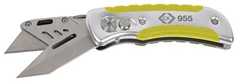 C.K Tools Multifunction Folding Utility Knife for Electricians, Fast Easy Blades Change, Carpet Fitting Foldable Safety Cutter Tool, Heavy Duty Flooring & Roofing Trimmer, Electrician Work, CK T0955