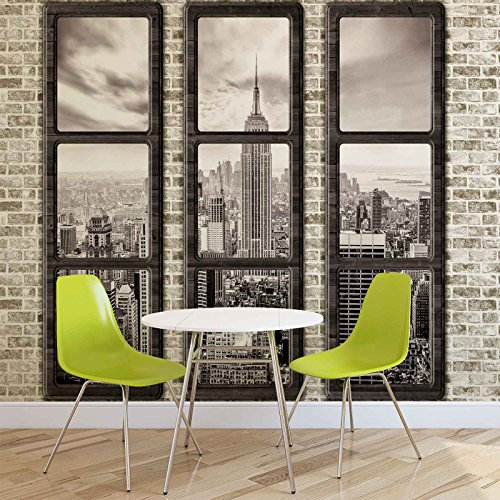 Forwall Vlies Fototapete Tapete Vliestapete New York Fensterblick AF2833VEXXL (312cm x 219cm) Photo Wallpaper Mural