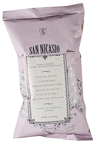 San Nicasio Patatas Fritas [Pack 24 x 40 g] en Aceite de Oliva Virgen Extra con Sal Rosa del Himalaya