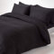 HOMESCAPES Housse de Couette 200x200 cm et 2 taies d’Oreiller 50x75 cm, Parure de lit 2 Personnes en Percale de Coton 330 Fils, Coloris Noir