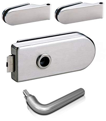 bijon Glastürbeschlag Set - Glastürschloss aus hochwertigem Edelstahl mit Riesenauswahl, Deutsch geprüfte Qualität - IFT Zertifizierung | 6011/6215 OL-60 | Drücker Typ 3