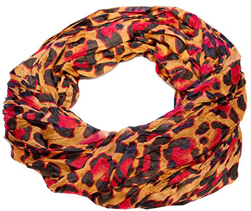 AvaMia Schal Schlauchschal Loop, 80 cm x 170 cm, Farbe Braun mit Leoparden Muster