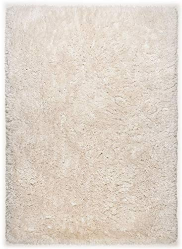 Theko | Flokati Microfaser Teppich FLOKATO | Shaggy Hochflorteppich | handgetuftet | Farbe: Hellbeige | 60x90 cm
